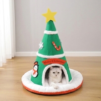 Lit pour chat en feutre respirant et chaud pour l'hiver, toutes saisons ; Nid de couchage détachable pour chien ; Best-seller transfrontalier sur le thème de Noël pour animaux de compagnie