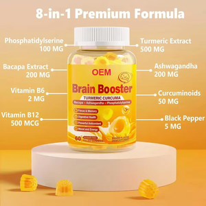 Gummies OEM 8-en-1 pour le Cerveau Sans Sucre, à la Phosphatidylsérine, Bacopa, Ashwagandha, Curcuma, pour la Performance Cognitive, l'Humeur et l'Énergie, Goût Mangue, à Croquer - Product Image 5