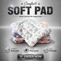 Tapis et Nid pour Animaux de Compagnie en Peluche Rétro Cartoon, Rembourrage en Fibre de Soie, Polyester, Chaud pour l'Hiver et Toutes Saisons, pour Chats et Chiens, Lavable, Sans Assemblage