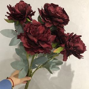 A-1231 Grosse Tête Soie Mariage Français Pivoine Bouquet De Fleurs Artificielles - Product Image 2