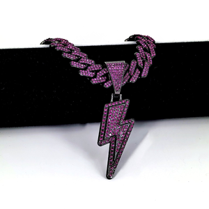 Stile Hip-hop viola fulmine diamante Guba ciondolo a catena per gli uomini europeo americano popolare placcato in oro lega regalo per bambini - Product Image 4