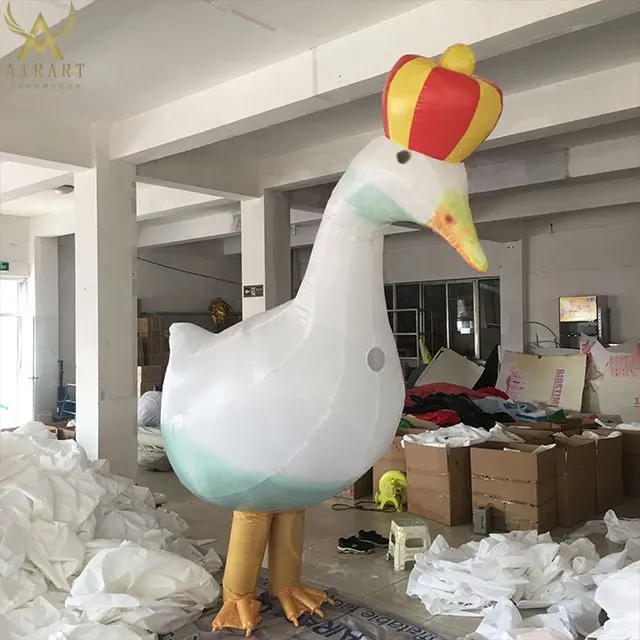 bespoke company mascot costume cartoon inflatable goose costume with logo printable