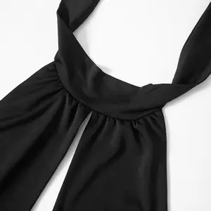 DGQ041717 Vestido curto de gola alta para clubes de festas, vestido feminino preto sexy, cor oca