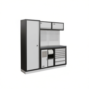 Meuble d'atelier modulaire Fervi A008I, armoire de rangement en acier avec panneau perforé et tiroirs pour l'organisation des outils de garage - Product Image 2