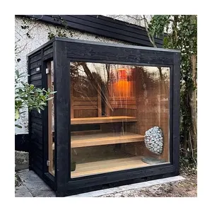 Professional Customization Traditional Solid Wood Outdoor Luxury Steam Sauna With Glass Door