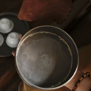 <b>Tin</b> Tea <b>Tray</b> Round Pot Stand For Kung Fu Tea Set With Water Storage Ancient <b>Tin</b> Color Porcelain Teacups Included - Product Image 4