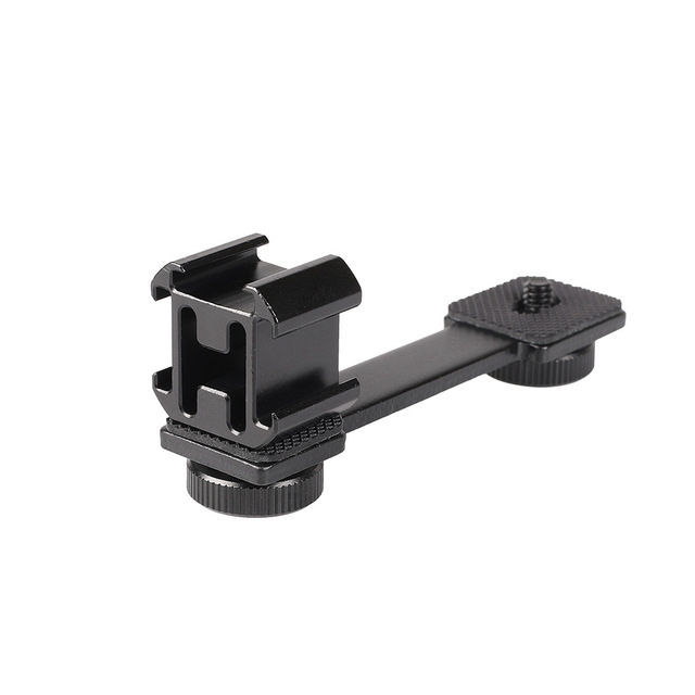 Photography LED Light Microphone Fixing Bracket Camera Flash Horizontal 1/4" Three Hot Shoe Base Mount Crossbar Bracket Holder