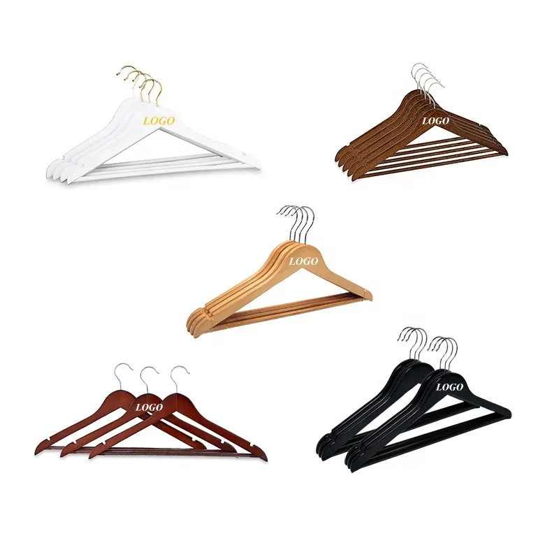 Hot Sale Custom Hoge Kwaliteit Wit Zwart Kleerhanger Houten Kleerhanger Met Logo Houten Hangers Voor Doeken