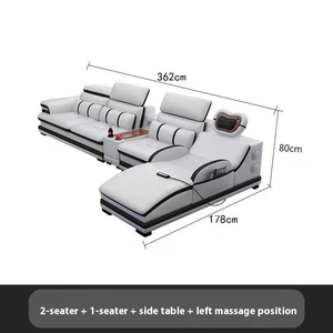 आधुनिक स्मार्ट इलेक्ट्रिक रेक्लीयर मालिश वास्तविक चमड़े के सोफे सेट अनुचर एल आकार मॉड्यूलर सोफे बिस्तर कार्यात्मक लक्जरी लिविंग रूम - Product Image 4