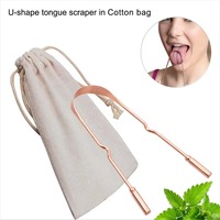 Grattoir et Nettoyeur de Langue en Cuivre Marque OEM Or Rose en Forme de U – Éliminateur Efficace de la Mauvaise Haleine pour Usage Domestique