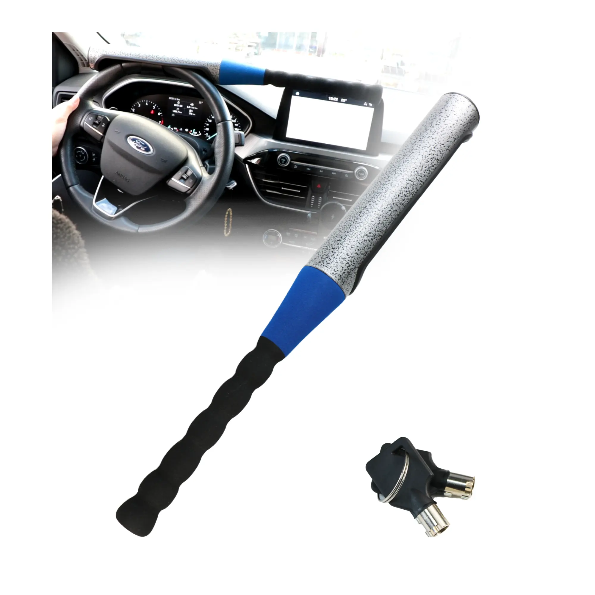 Kunci roda mobil Manual Anti Maling, tongkat pemukul bisbol, bahan berat, kunci roda kemudi, Manual Anti Maling