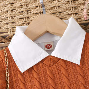 Camicia Preppy stile a maniche lunghe e gonna a quadri vestito da ragazza in tre pezzi con gilet per la primavera autunno - Product Image 5