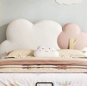 Lit de repos nuage pour filles en bois massif, cadre complet, confortable, moderne, tout-en-un, avec sommier à lattes et revêtement en coton, pour chambre d'enfant - Product Image 6