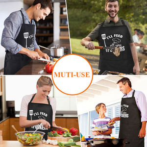 Logo Kustom 100% Katun Dapat Digunakan Kembali Unisex Ukuran Ekstra Besar Celemek Dapur dengan Tali Leher yang Dapat Disesuaikan 2 Kantong - Product Image 5