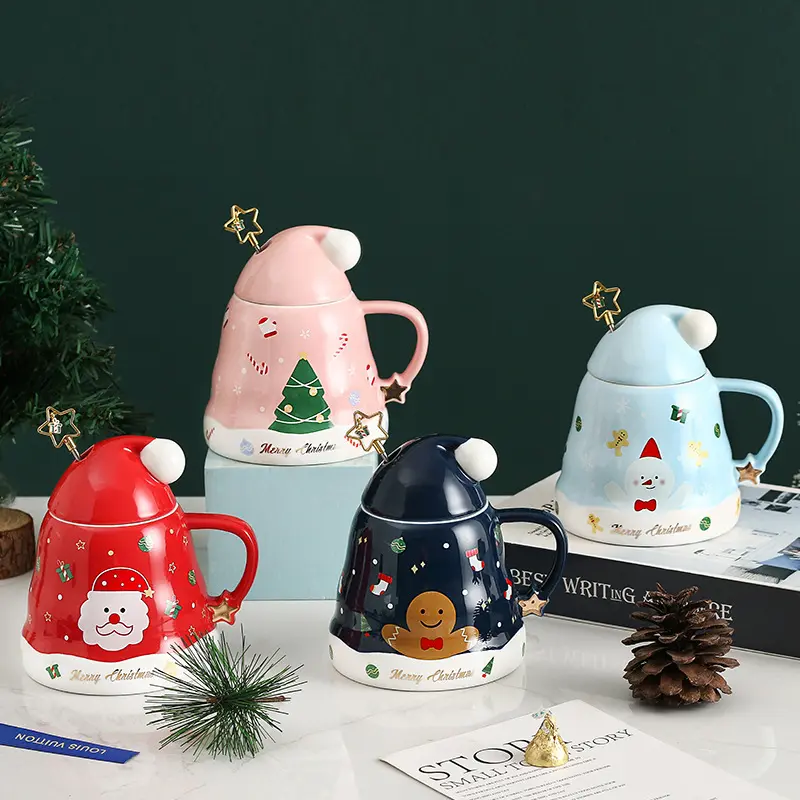 Kerst Decal Solid Keramische Mok Koffie Met Handvat Groothandel Steengoed Cup Gift