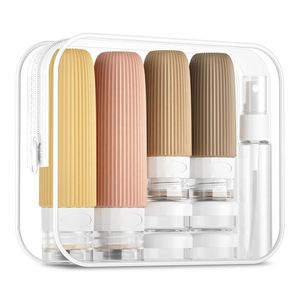 Ensemble de flacons de voyage pliables en silicone souple anti-fuite de 60 ml avec logo personnalisé approuvé, accessoires de toilette portables rechargeables de poche - Product Image 1