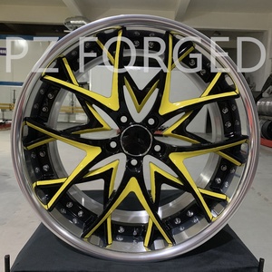 Rines de Aleación para Automóvil Pengzhen Nuevos de 18-22 Pulgadas, Negros y Amarillos, de Dos Piezas, Multirradio, con Borde Profundo, Desplazamiento de 40 mm, Espacio Trasero de 25 mm, PCD de 98 mm - Product Image 4