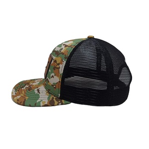 6 Panel <b>Camo</b> Dad Baseball <b>Caps</b> Custom Cow Leather Patch Camouflage Mesh Snapback Hat 112 Trucker Hats High Quality - Product Image 3