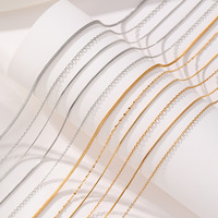 Chaînes de bijoux en gros en acier inoxydable, anti-ternissement, or et argent, délicates, pour clavicule, maillons serpent et mailles losanges, sans pendentif, pour la création de bijoux DIY