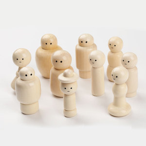 Ensemble de figurines en bois pour enfants, jouet artisanal à faire soi-même avec yeux imprimés et finition vernie, pour les enfants de 2 à 4 ans - Product Image 2