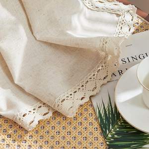 DaiRui Rideaux mi-hauteur style américain en faux lin avec bordure en dentelle et passe-tringle, petits rideaux de café pour fenêtres de cuisine - Product Image 4