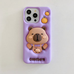 Dễ thương copybara <span class=keywords><strong>3D</strong></span> phim hoạt hình Silicone trường hợp điện thoại đứng cho <span class=keywords><strong>Iphone</strong></span> cho <span class=keywords><strong>Iphone</strong></span> 17 16 15 Pro Max silicon trường hợp với chủ Cover quay lại - Product Image 6