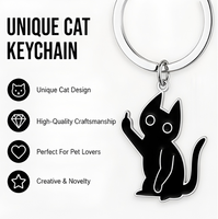 Ensemble de porte-clés chat mignon et amusant avec breloque animal en forme de couteau, cadeau fantaisie pour hommes, femmes, amoureux des animaux, porte-clés unique, breloque de sac