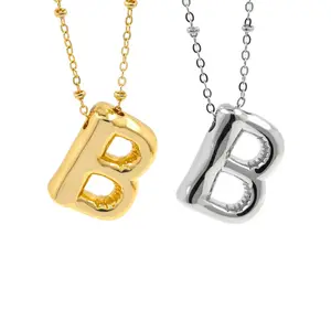 Custom A-Z Balloon Letter Pendant Name Necklace 26 Bubble Alphabets Gold Plated O-Chain Hip Hop Personalized Jewelry Gifts