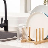 Égouttoir à vaisselle vertical en bambou pour placard, support de rangement pour assiettes