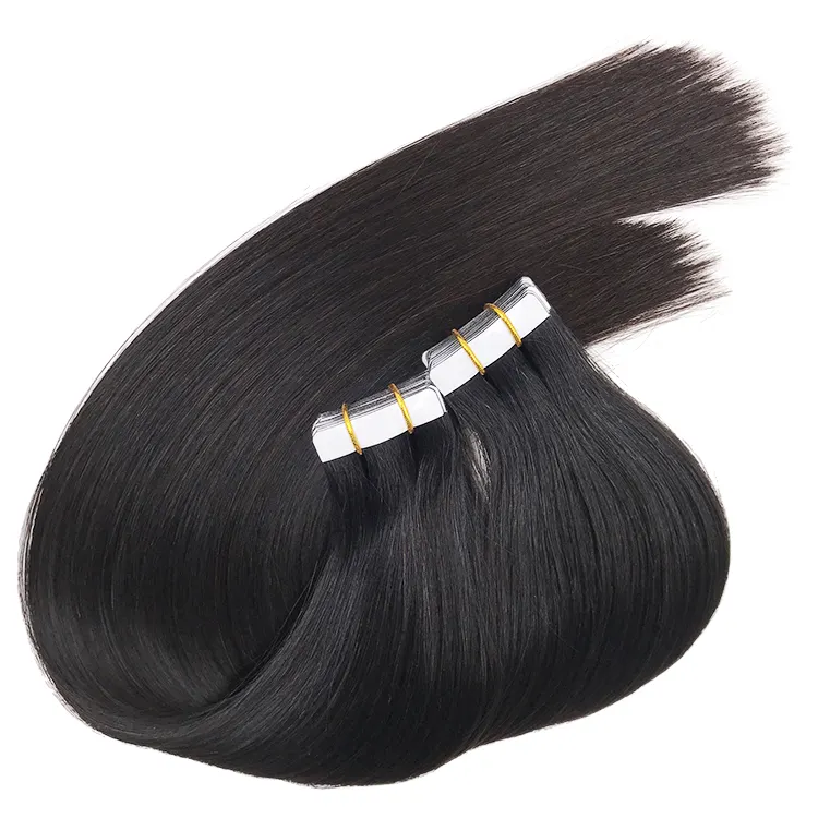 Cheap Wholesale Tape Hair Extension Double Drawn 100% Raw Virgin Remy Human Hair Natural Black Tape In Hair