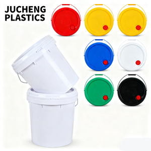 Toptan 0.5L 500ml 0.5 Quart Beyaz Mavi Plastik <span class=keywords><strong>Mini</strong></span> Kova Kapaklı ve Metal Saplı - Product Image 5