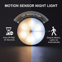 Mini lampe avec détecteur de mouvement automatique, lumière de nuit sans fil ronde, pour placard, mur, armoire, escalier, avec induction infrarouge, changement de couleur CW LED
