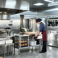 Table de travail commerciale moderne avec tiroirs, station de cuisine en acier inoxydable, étagère inférieure ouverte pour boulangerie, restauration et préparation de repas