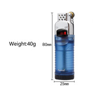 Briquet gonflable à feu fixe transparent allume-cigare rechargeable au gaz butane flamme nue