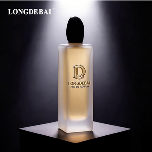 Botella de Perfume de Vidrio Rectangular Esmerilada Blanca Personalizable con Logotipo Minimalista de 30 ml, 50 ml, 100 ml y Tapa de Plástico Negra - Product Image 1