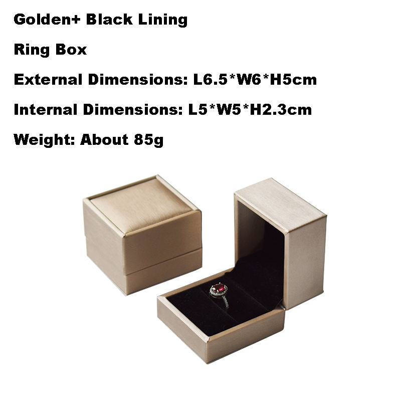 Boîte d'anneau de doublure d'or + noir
