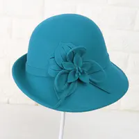Moda 100% lana Cloche secchio tondo cappello da chiesa donna donna vita quotidiana tinta unita Logo personalizzato