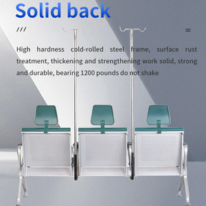 3인용 수액 대기 의자 병원용 의자 내구성 있는 금속 소재 - Product Image 6