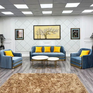 Sillón Moderno de Ocio con Remaches Dorados, Tapizado en Terciopelo Azul Marino, Sofá de 2-3 Plazas para Hogar, Hotel, Cafetería - Product Image 2