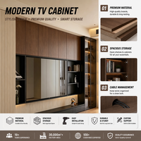 Meuble mural pour téléviseur, design moderne, ensemble de meuble pour téléviseur et table basse, couleur marron, meuble mural pour téléviseur noir