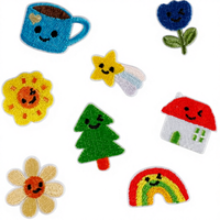 Patch brodé thermocollant mini taille en feutre PVC écologique avec paillettes, style coréen mignon, motifs Wappen, arc-en-ciel, tasse, tournesol, maison pour sacs