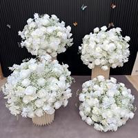 Nouveauté, rose artificielle en soie blanche de luxe de haute qualité 5D, boule de fleurs de 60 cm, centre de table et décorations de table pour mariage