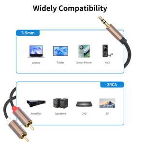 Câble RCA 1M 2M 3M 1/<span class=keywords><strong>8</strong></span> 2 RCA Mâle vers Mâle, <span class=keywords><strong>Adaptateur</strong></span> Audio Auxiliaire 3,5 mm Mâle, Répartiteur Son HIFI en Y pour Téléphone, Haut-parleur, MP3, HDTV - Product Image 3