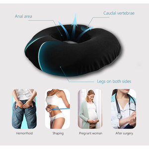 Conçu pour les patients souffrant d'hémorroïdes Coussins de siège en forme de beignet Mousse à mémoire de forme Respirant et Oreiller pour voiture pour chaise de bureau - Product Image 3