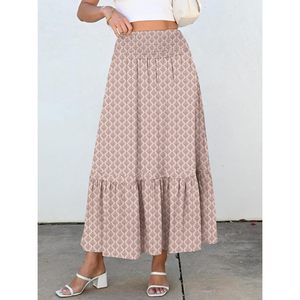 FOXA Falda larga floral estilo bohemio para mujer, falda de playa fluida con cintura alta y bolsillos para vacaciones, ropa de verano - Product Image 2