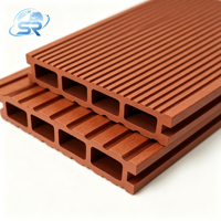 Planche de terrasse creuse en WPC 146x25mm, composite bois-plastique, revêtement de sol extérieur, surface à double rainure pour jardin, patio, terrasse