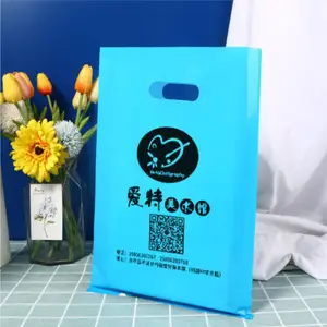 Bedrukt Logo Ontwerp Ldpe/Hdpe Handvat Plastic Zak Gestanst Tas Boodschappentas Voor Kleding/Schoen Verpakking