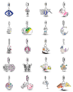 Bestseller Ciondolo Portafortuna a Forma di <span class=keywords><strong>Quadrifoglio</strong></span> con Zirconi - Gioielli Fai-da-Te per Bambini Placcati in Argento - Product Image 2