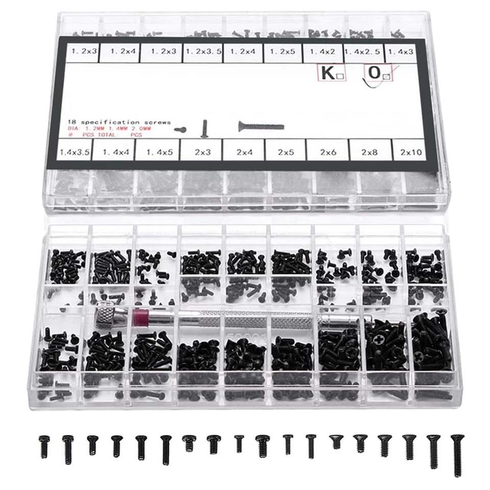 500 PCS Tiny Micro Repair Screw Kit 18 Sizes Stainless Steel Grade 4.8 ...