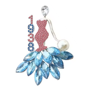 Tùy Chỉnh Sorority Màu Hồng Và Màu Xanh Lá Cây Màu Đỏ Và Trắng Màu Xanh Và Màu Vàng Tone Thiết Kế Tráng Men Bling Divine Phụ Nữ Trâm Pin - Product Image 5